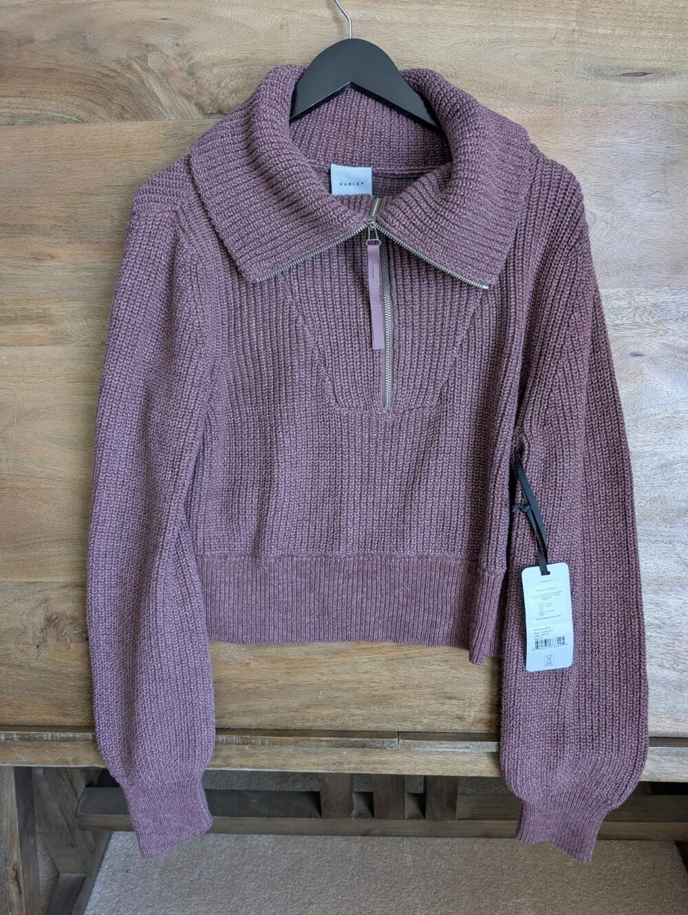 NWT Varley Half-Zip Pullover Womens S Dark Red Mentone Knit Oversized VAR00615